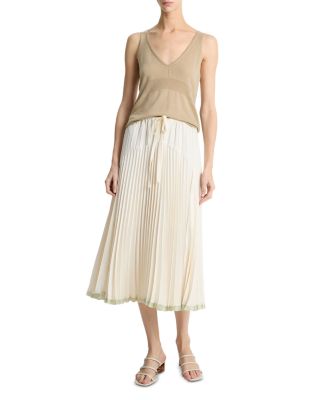 Pleated Satin Tiered Skirt