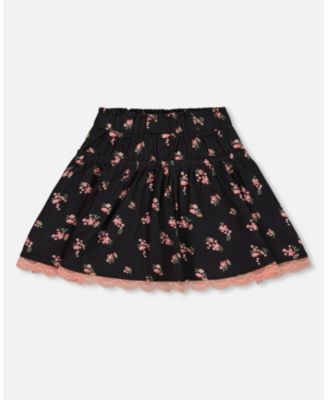 Girls' Printed Flowers Flare Viscose Skirt - Little Kid