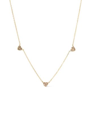  Gold Lab-Grown Diamond Heart Station Necklace