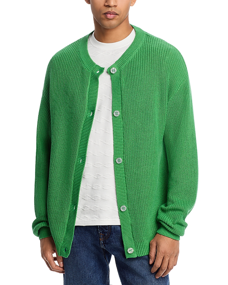Krost Oversized Rib Knit Cardigan In Neptune Green