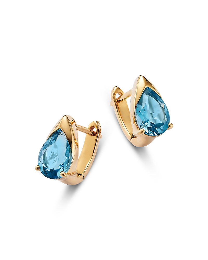 Bloomingdale's Fine Collection London Blue Topaz Pear Huggie Hoop Earrings in 14K Yellow Gold