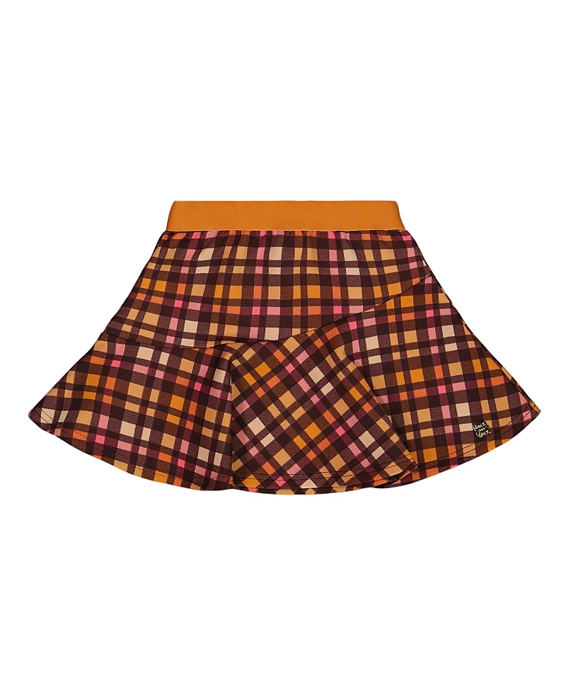 Deux Par Deux Girl's Milano Skirt Plaid Magenta And Brown In Pink Brown Plaid