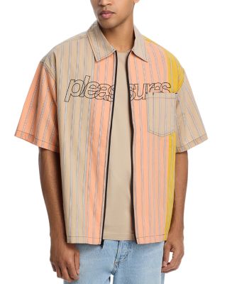 Pleasures - Garner Regular Fit Zip Front Short Sleeve Shirt