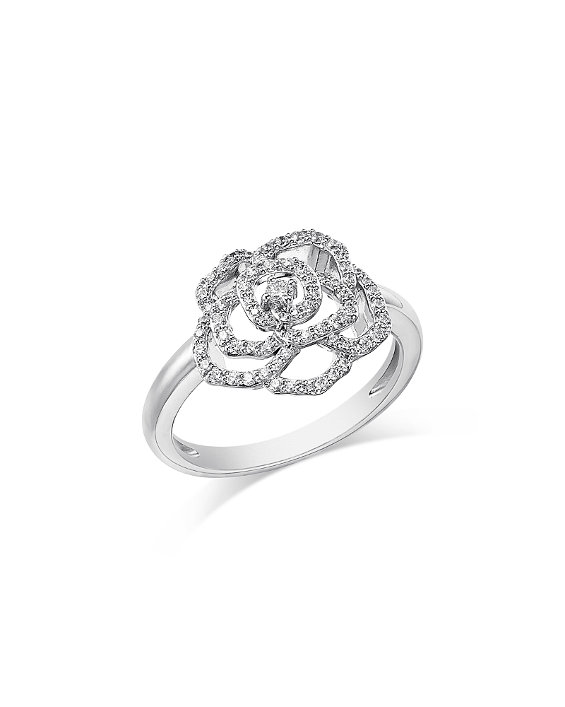 BLOOMINGDALE'S FINE COLLECTION DIAMOND FLOWER RING IN 14K WHITE GOLD, 0.33 CT. T. W.