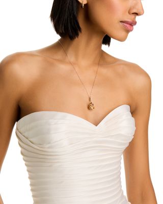 Citrine & Diamond Pendant Necklace in 14K Yellow Gold, 18" 