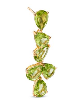 Peridot Pear Drop Earrings in 14K Yellow Gold