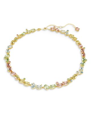 Gema Mixed Cut Multicolor Crystal Tennis Necklace, 14.875-17.75&amp;quot;