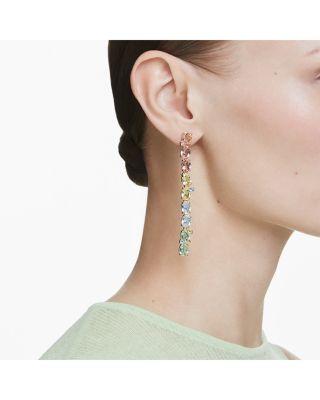 Gema Mixed Cut Multicolor Crystal Asymmetrical Linear Drop Earrings
