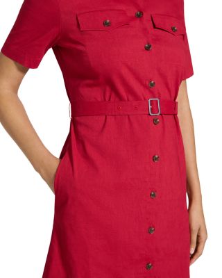 Linen Blend Military Mini Dress