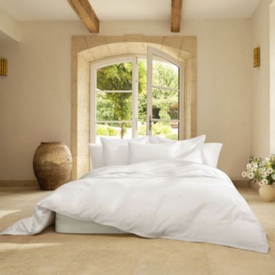 Daisy Embroidered Blanc Duvet Cover, King