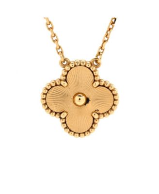 Pre-Owned Van Cleef & Arpels - Vintage Alhambra Pendant Necklace Guilloche 18K Gold