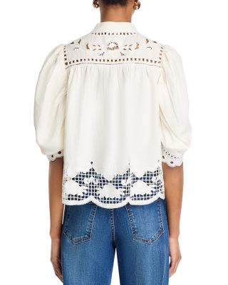 Romantic Richelieu Puffed Sleeve Blouse