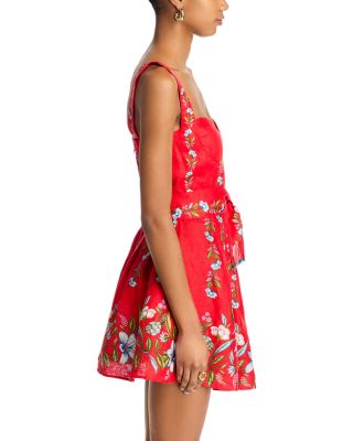 Sweet Bloom Bouquet Red Sleeveless Mini Dress