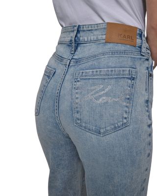 Rhinestone Cuff Jeans in Ice Blue