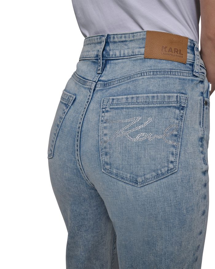 Rhinestone Cuff Jeans Ice Blue