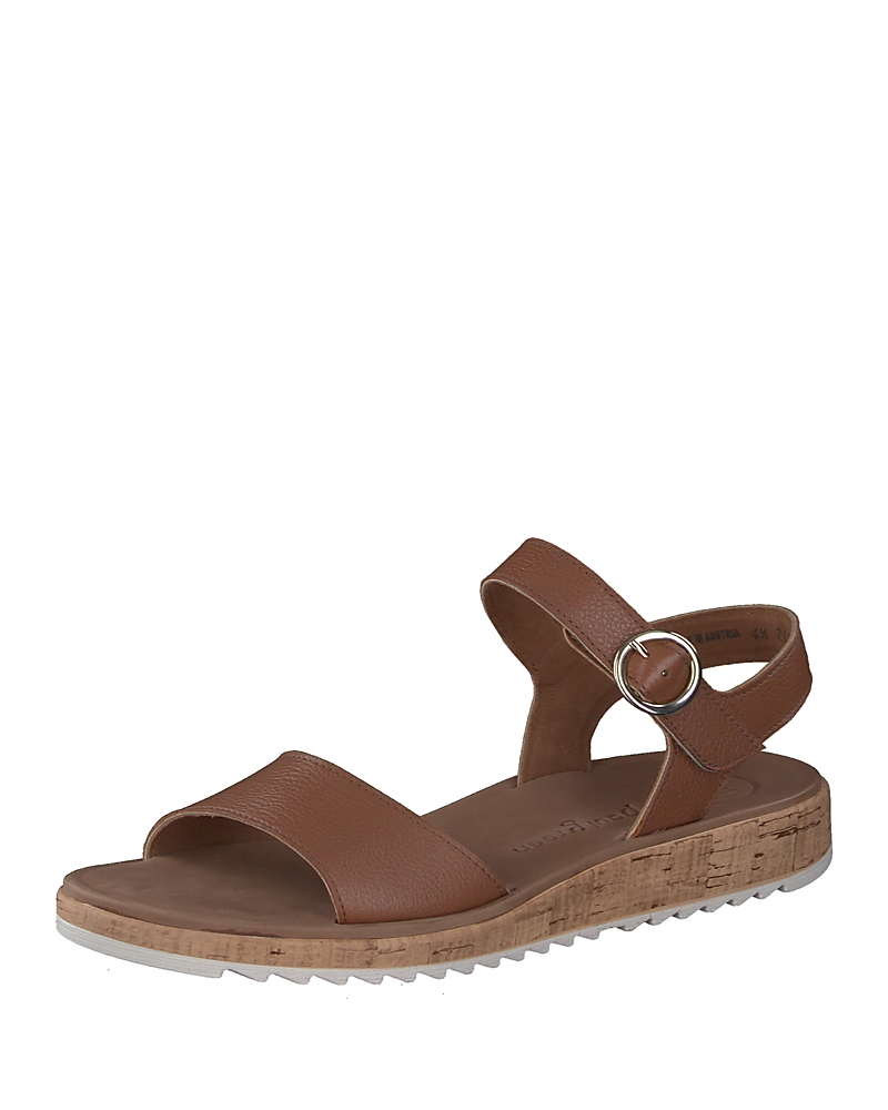 Paul Green Tippi Ankle Strap Platform Wedge Sandal In Cognac Leather