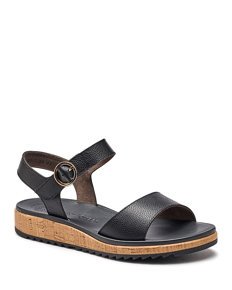 Paul Green Tippi Ankle Strap Platform Wedge Sandal In Black Leather