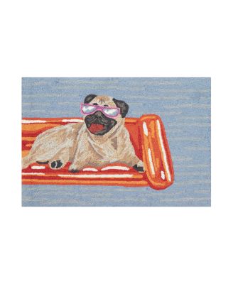 Liora Manne Frontporch Pool Party Pug Area Rug, 1'8" x 2'6"
