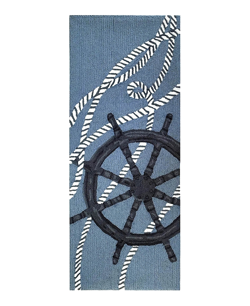 Liora Manne Frontporch Captain's Wheel Runner Area Rug, 2' X 5' In Marine