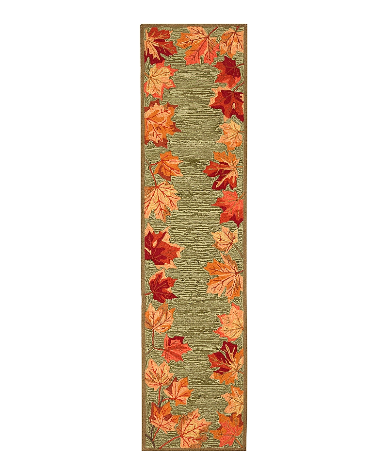 Liora Manne Ravella Falling Leaves Border Runner Area Rug, 2' X 8' In Green