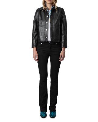 Litchi Cuir Lisse Leather Jacket