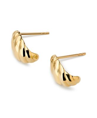 Solid Yellow Gold Rope Huggie Studs