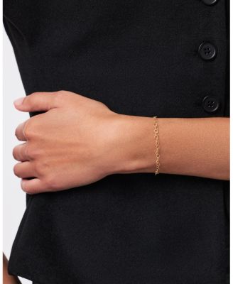 Solid Yellow Gold Heart Chain Bracelet