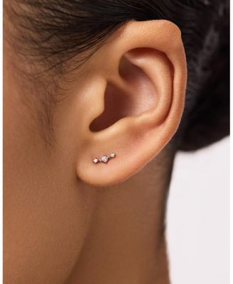  Gold Triple Lab-Grown Diamond Studs