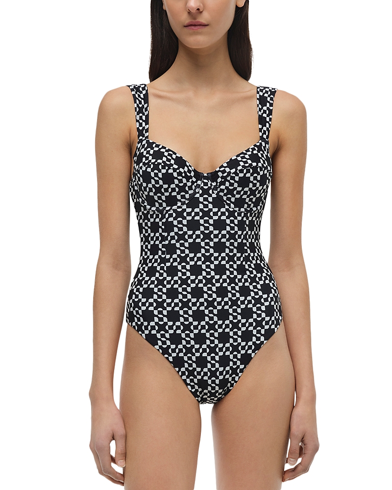 Simkhai Lexi Bustier One Piece Swimsuit In Black