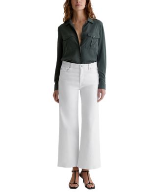 Saige Mid Rise Wide Leg Cropped Jeans in Gallery White