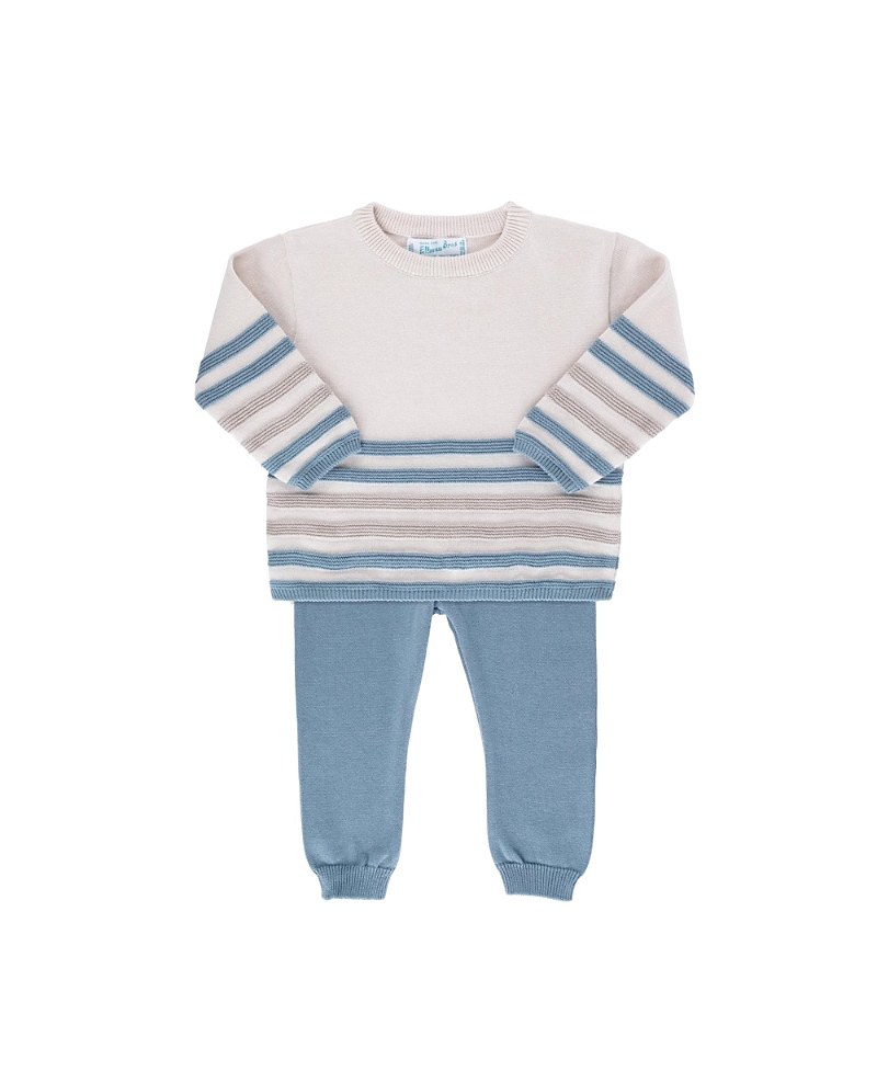 Feltman Brothers Boys' Striped Knit Set - Baby, Little Kid In Ecru