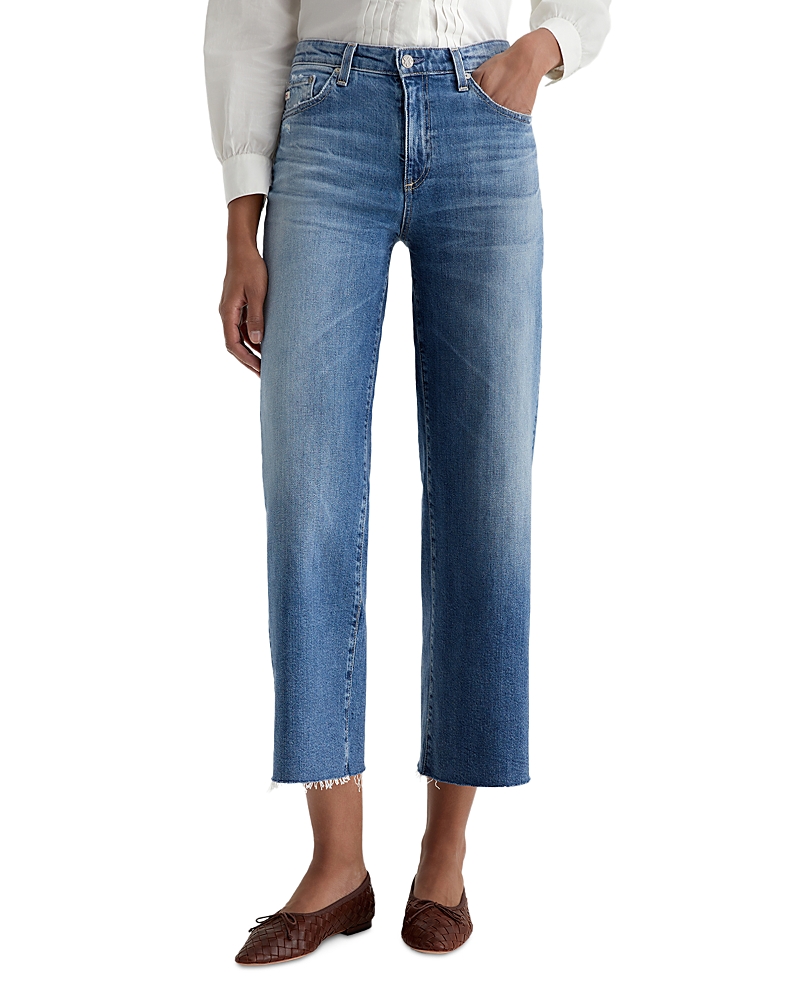 Ag Saige High Rise Wide Leg Cropped Jeans In 16 Years Postcard In Blue