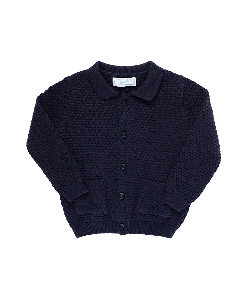 Feltman Brothers Unisex Popcorn Knit Cardigan - Little Kid In Navy