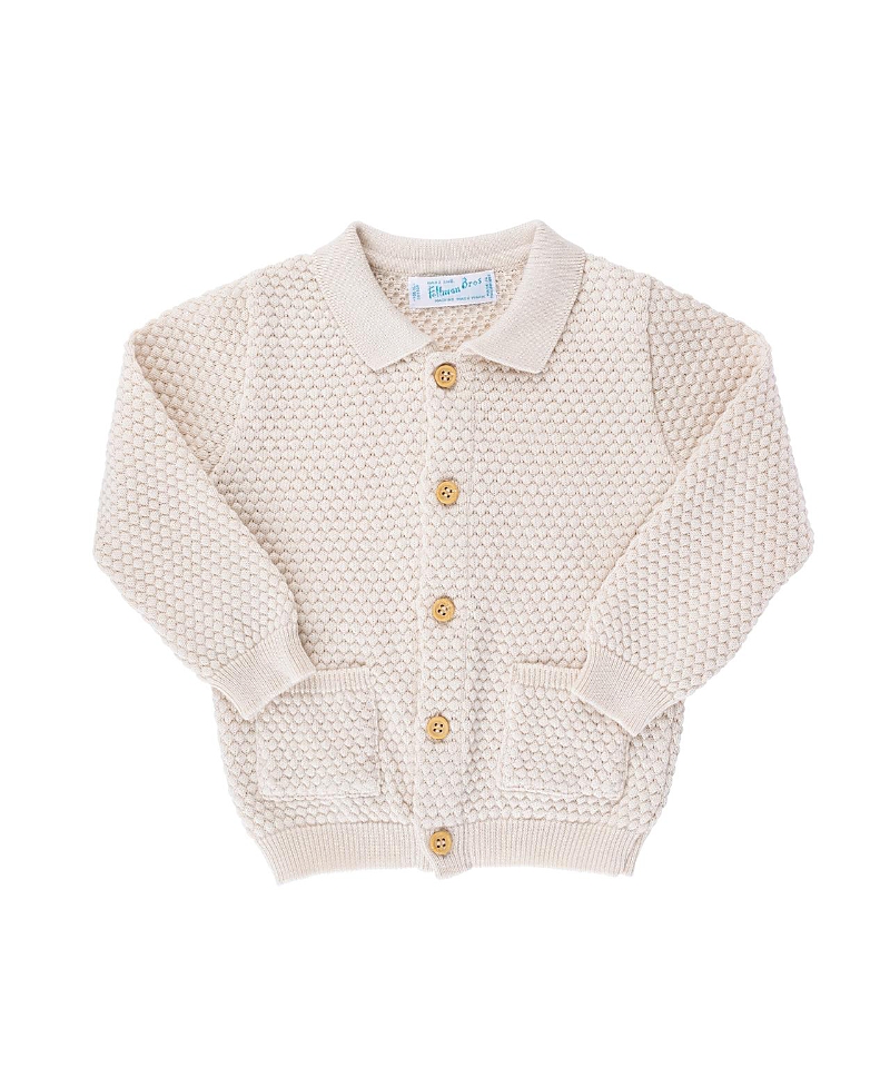 Feltman Brothers Unisex Popcorn Knit Cardigan - Little Kid In Ecru