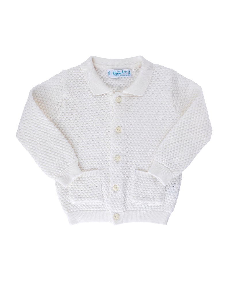 Feltman Brothers Unisex Popcorn Knit Cardigan - Little Kid In Ivory