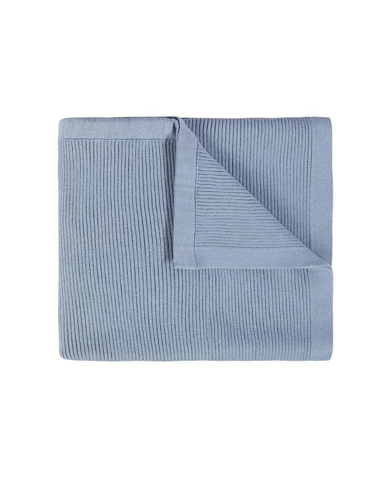 Feltman Brothers Unisex Ribbed Knit Blanket - Baby In Vintage Blue