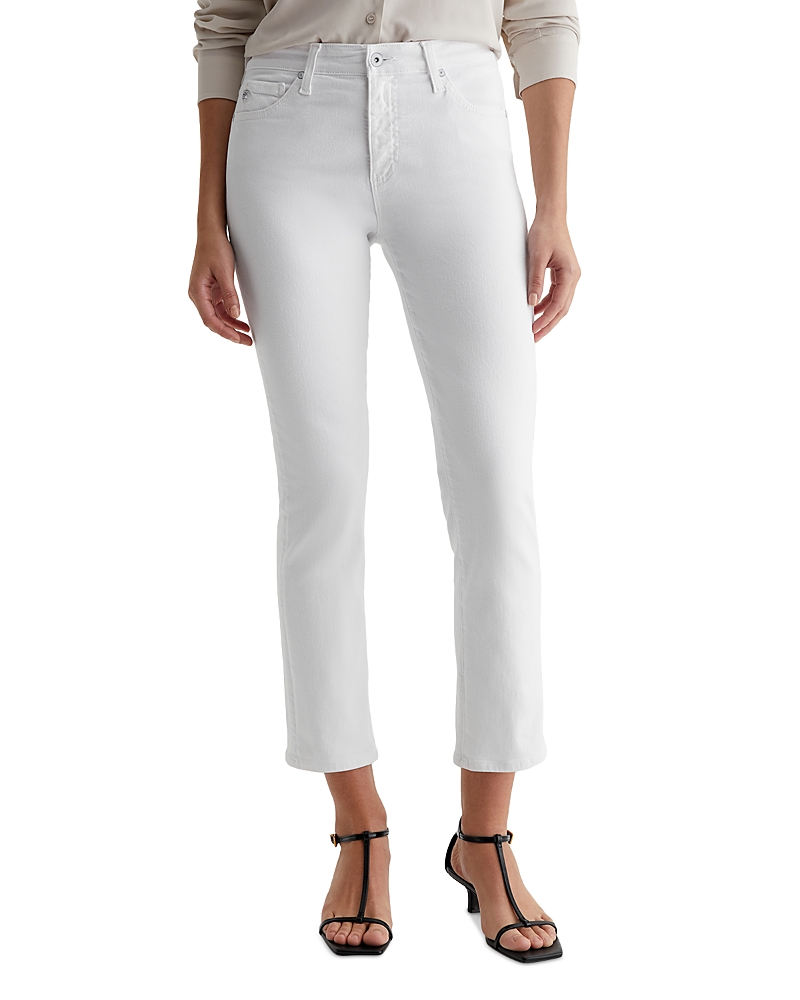 Ag Mari Mid Rise Slim Straight Leg Crop Jeans In Gallery White