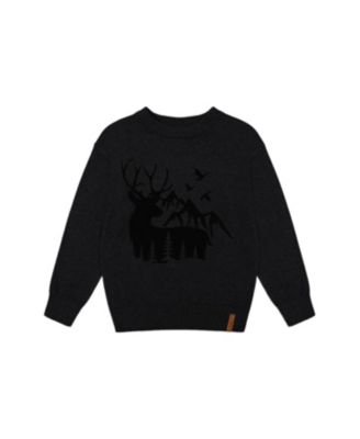 Deux par Deux - Unisex Deer Flocking Sweater - Big Kid