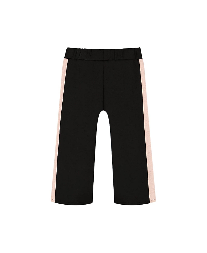 Deux Par Deux Girls' Cropped Wide Leg Pant With Contrast Band - Big Kid In Anthracite