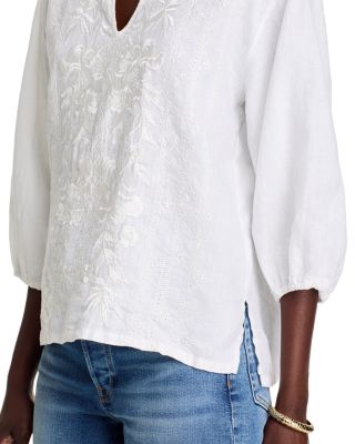Split Neck Linen Blouse