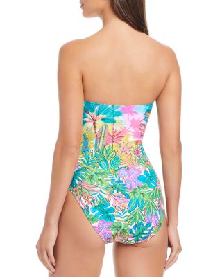 Shirred Bandeau One Piece Swimsuit 