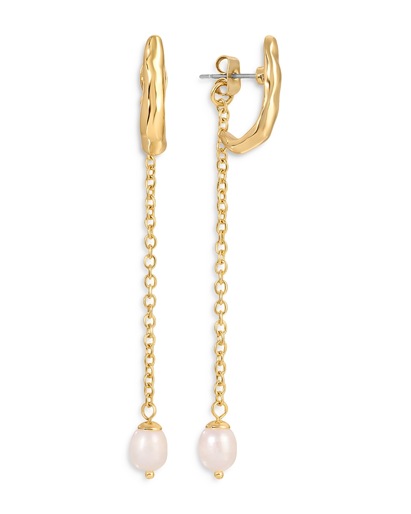 Ettika Lux Cultured Freshwater Pearl Linear Drop Earrings In 18k Gold Plated In Gold