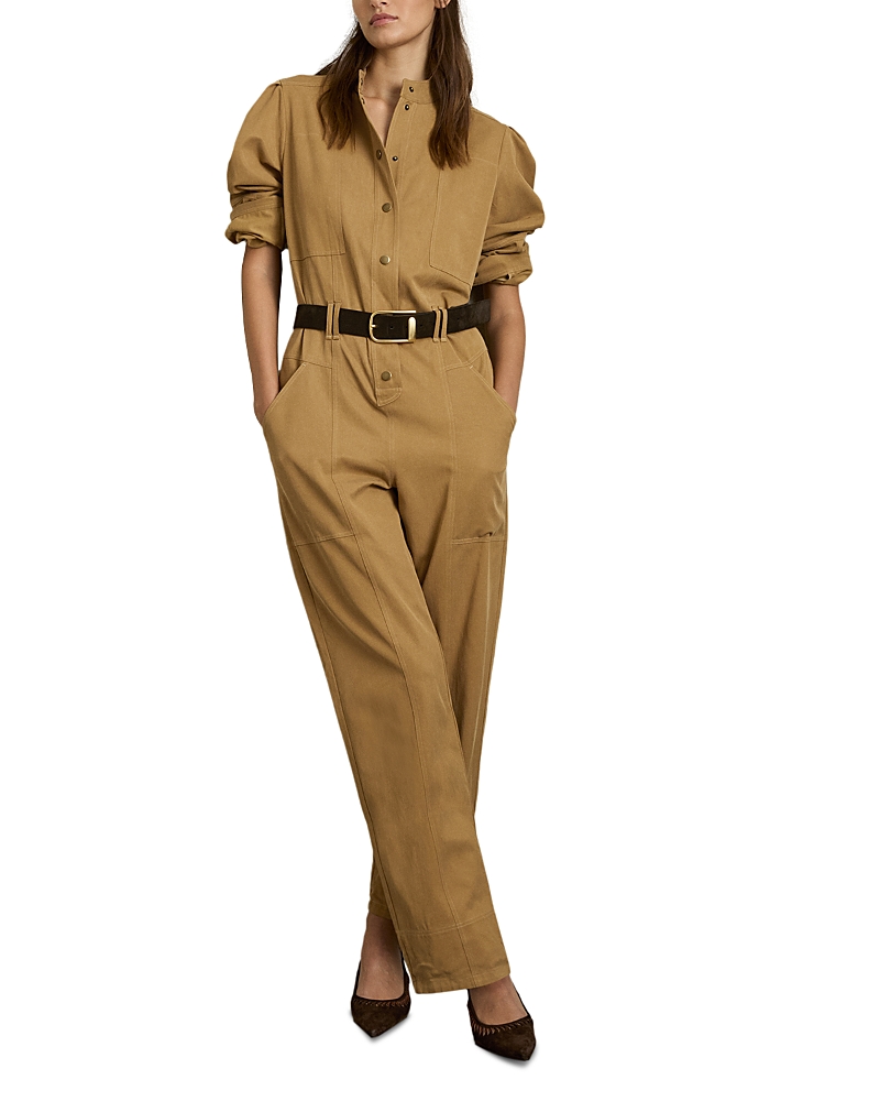 Shop Reiss Mina Seam Detail Jumpsuit In Camel