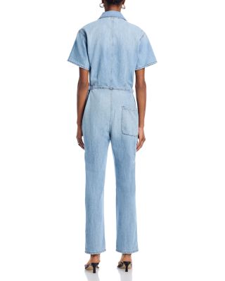 Grover Short Sleeve Denim Jumpsuit  in Disoriented