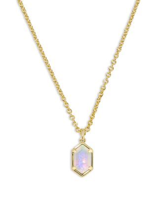 Hallie Mother Of Pearl Pendant Necklace in Gold Tone, 18"