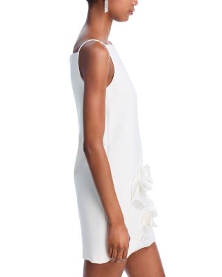 White Crepe Flower Mini Dress - Exclusive