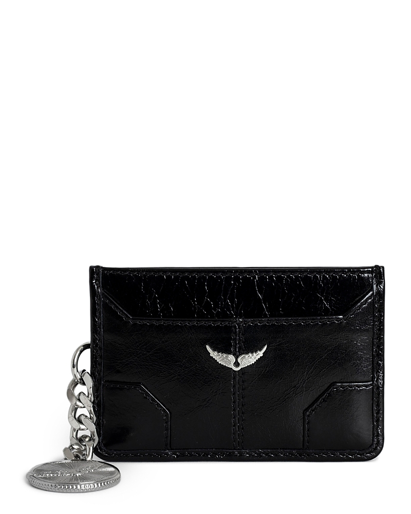 Zadig & Voltaire Sunny Pass Leather Card Holder In Noir