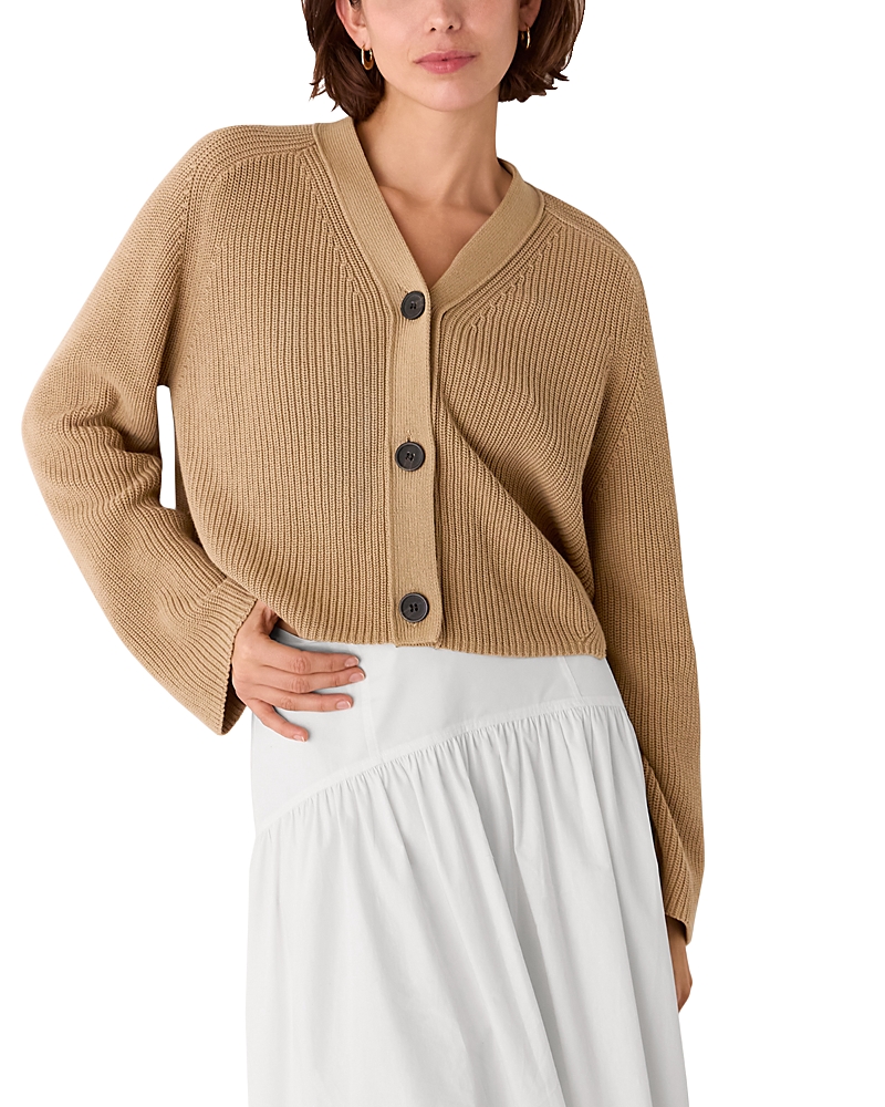 Whistles Nala Cotton Cardigan In Camel