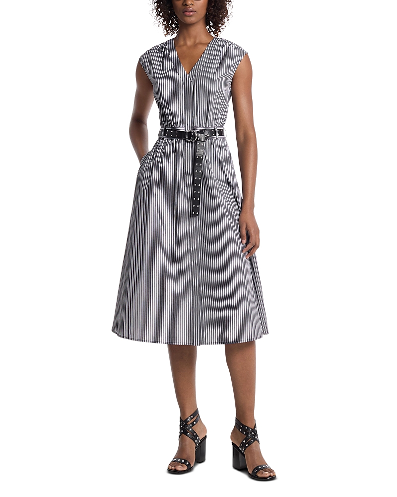 Michael Kors Stripe Dress In Black