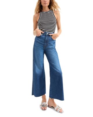 Taylor High Rise Cropped Wide Leg Jeans in Bright Blue